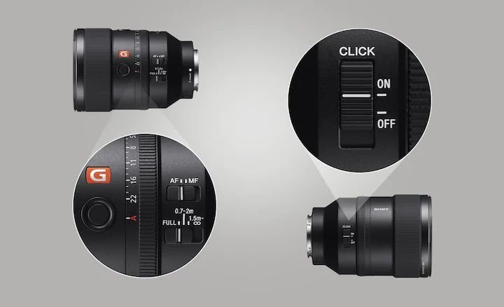 Các công tắc hỗ trợ cho phép sony fe 135mm f.8 GM hoạt động lấy nét hiệu quả hơn